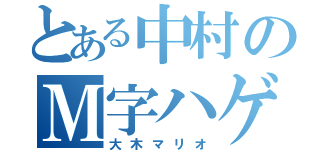 とある中村のＭ字ハゲ（大木マリオ）