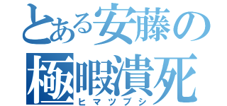 とある安藤の極暇潰死（ヒマツブシ）