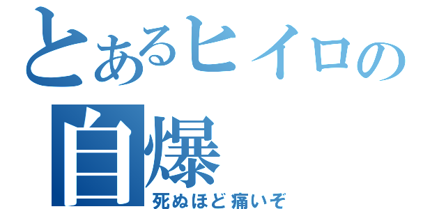 とあるヒイロの自爆（死ぬほど痛いぞ）