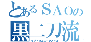 とあるＳＡＯの黒二刀流（キリトのユニークスキル）