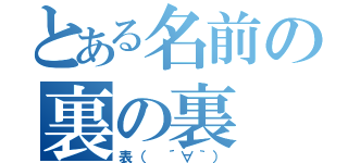 とある名前の裏の裏（表（　´∀｀））