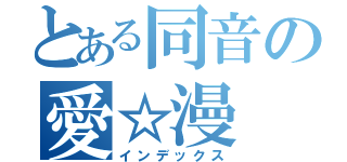とある同音の愛☆漫（インデックス）