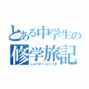 とある中学生の修学旅記（しゅうがくりょこうき）