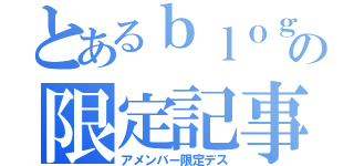 とあるｂｌｏｇの限定記事（アメンバー限定デス）