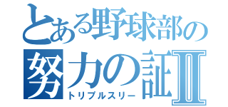 とある野球部の努力の証Ⅱ（トリプルスリー）