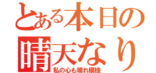 とある本日の晴天なり（私の心も晴れ模様）