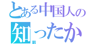 とある中国人の知ったかさん（劉）