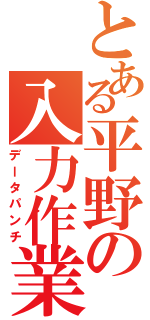 とある平野の入力作業（データパンチ）