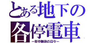 とある地下の各停電車（ー年中無休の日々ー）