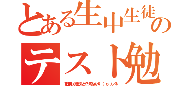 とある生中生徒のテスト勉強（１日前しかきちんとやってねぇ＊\（＾ｏ＾）／＊）