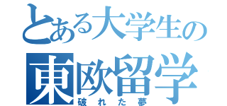 とある大学生の東欧留学（破れた夢）