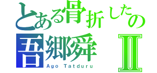 とある骨折したの吾郷舜Ⅱ（Ａｇｏ Ｔａｔｄｕｒｕ）