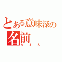 とある意味深の名前（なまえ）