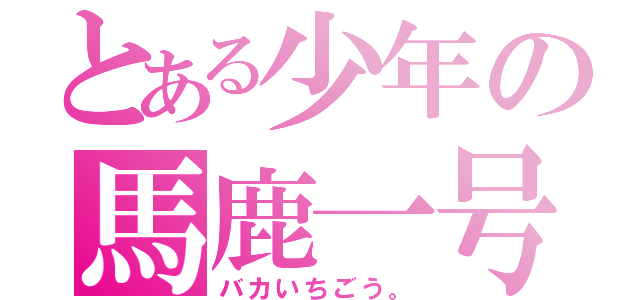 とある少年の馬鹿一号（バカいちごう。）