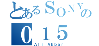 とあるＳＯＮＹの０１５（Ａｌｉ Ａｋｂａｒ）