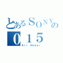 とあるＳＯＮＹの０１５（Ａｌｉ Ａｋｂａｒ）