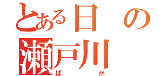 とある日の瀬戸川（ばか）