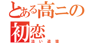 とある高ニの初恋（淡い追憶）