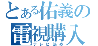 とある佑義の電視購入（テレビ決め）