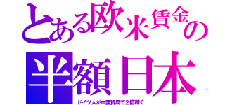 とある欧米賃金の半額日本（ドイツ人が中国貿易で２倍稼ぐ）