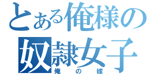 とある俺様の奴隷女子（俺の嫁）