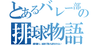 とあるバレー部の排球物語（絶対勝つ。総体で負けは許されない）