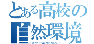 とある高校の自然環境（ネイチャーエンヴァイロメント）