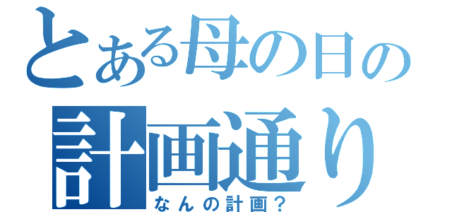 とある母の日の計画通り（なんの計画？）