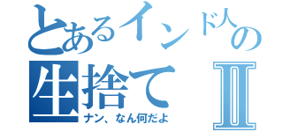 とあるインド人の生捨てⅡ（ナン、なん何だよ）