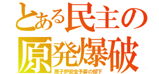 とある民主の原発爆破（原子炉安全予算の却下）