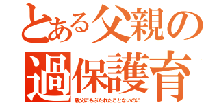 とある父親の過保護育（親父にもぶたれたことないのに）