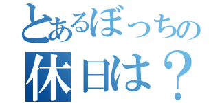 とあるぼっちの休日は？（）