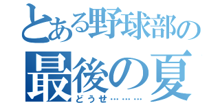 とある野球部の最後の夏大（どうせ………）