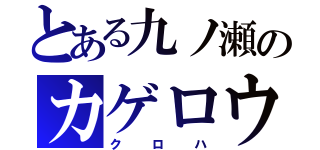 とある九ノ瀬のカゲロウ（クロハ）