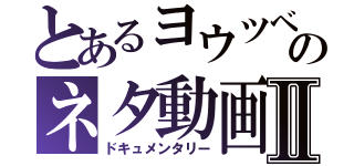 とあるヨウツベのネタ動画Ⅱ（ドキュメンタリー）