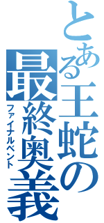 とある王蛇の最終奥義（ファイナルベント）