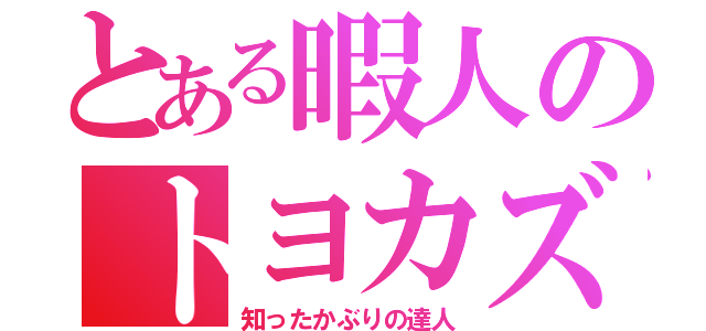 とある暇人のトヨカズ（知ったかぶりの達人）