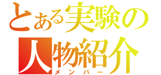 とある実験の人物紹介（メンバー）