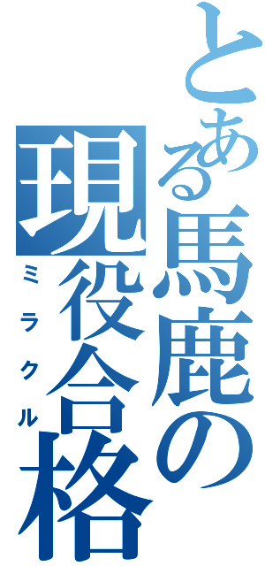 とある馬鹿の現役合格（ミラクル）