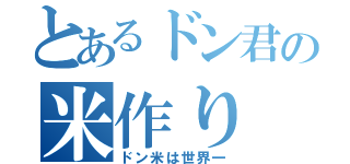 とあるドン君の米作り（ドン米は世界一）