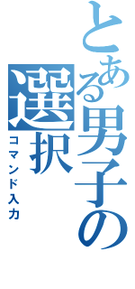 とある男子の選択（コマンド入力）