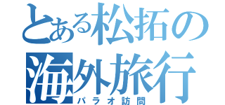 とある松拓の海外旅行（パラオ訪問）