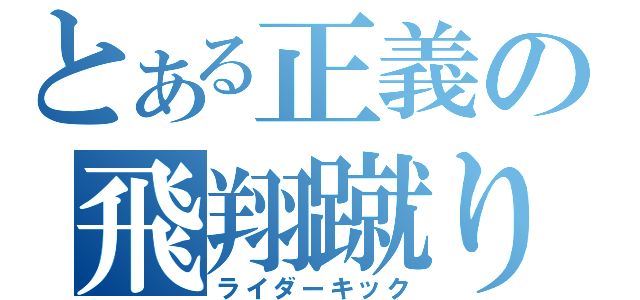 とある正義の飛翔蹴り（ライダーキック）