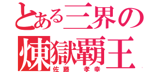 とある三界の煉獄覇王（佐藤 孝幸）