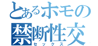 とあるホモの禁断性交渉（セックス）