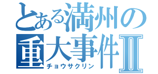 とある満州の重大事件Ⅱ（チョウサクリン）