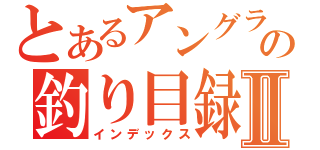 とあるアングラの釣り目録Ⅱ（インデックス）