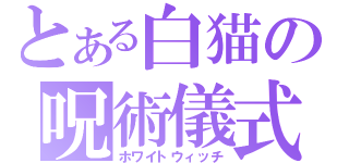 とある白猫の呪術儀式（ホワイトウィッチ）