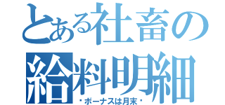 とある社畜の給料明細（〜ボーナスは月末〜）