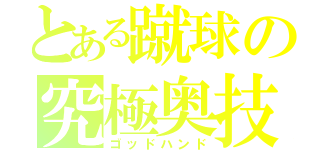 とある蹴球の究極奥技（ゴッドハンド）